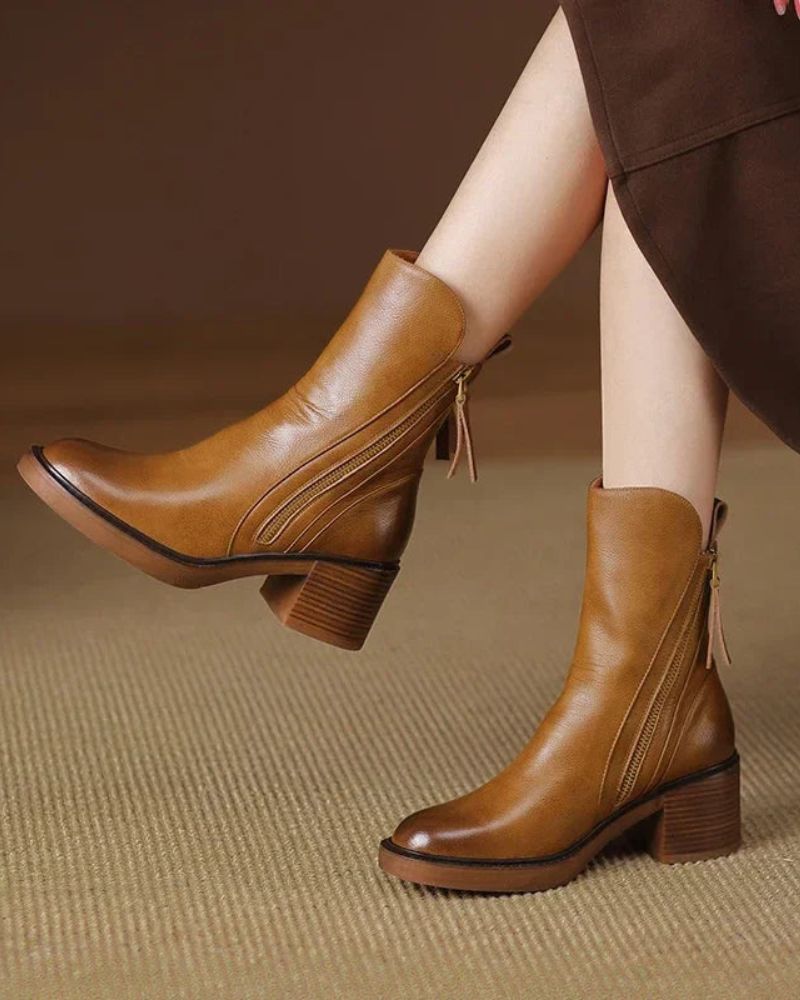 Nirvald™ - Garciel – Sorte lærboots med komfortabel hæl, elegante og tidløse