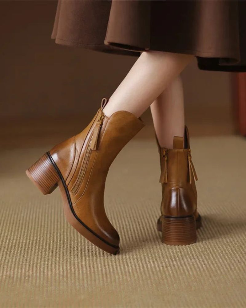 Nirvald™ - Garciel – Sorte lærboots med komfortabel hæl, elegante og tidløse