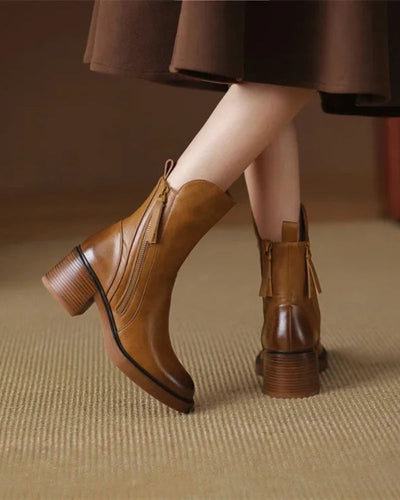 Nirvald™ - Garciel – Sorte lærboots med komfortabel hæl, elegante og tidløse