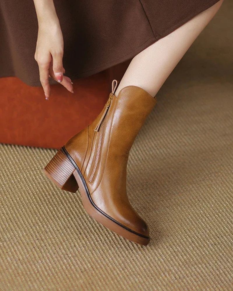 Nirvald™ - Garciel – Sorte lærboots med komfortabel hæl, elegante og tidløse