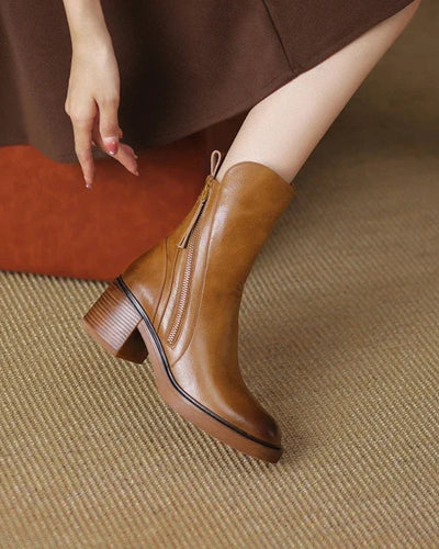 Nirvald™ - Garciel – Sorte lærboots med komfortabel hæl, elegante og tidløse