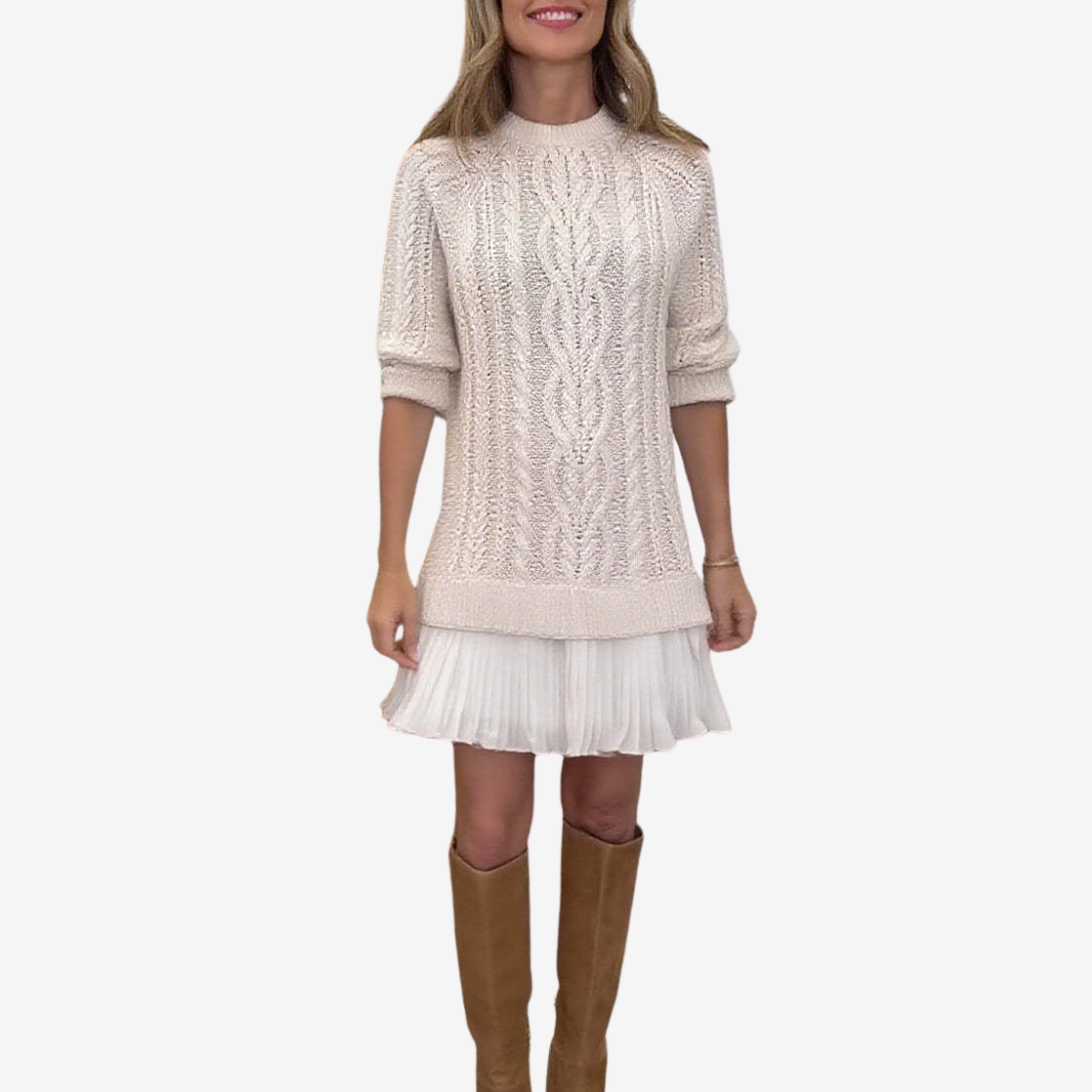 Nirvald™ - 2 i 1 Strikkjole Gaëlle | Den Perfekte Preppy-Look for Høsten