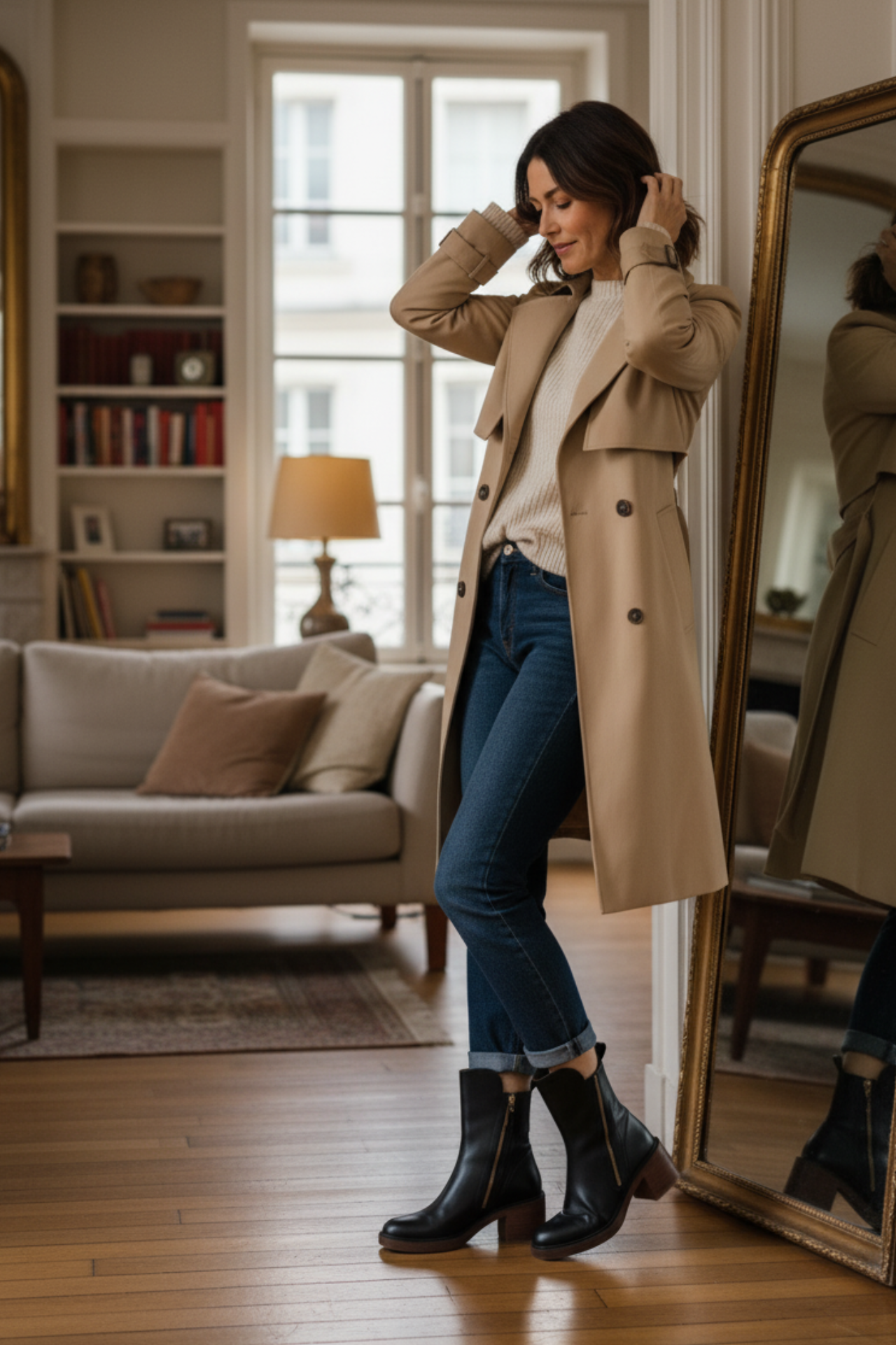 Nirvald™ - Garciel – Sorte lærboots med komfortabel hæl, elegante og tidløse