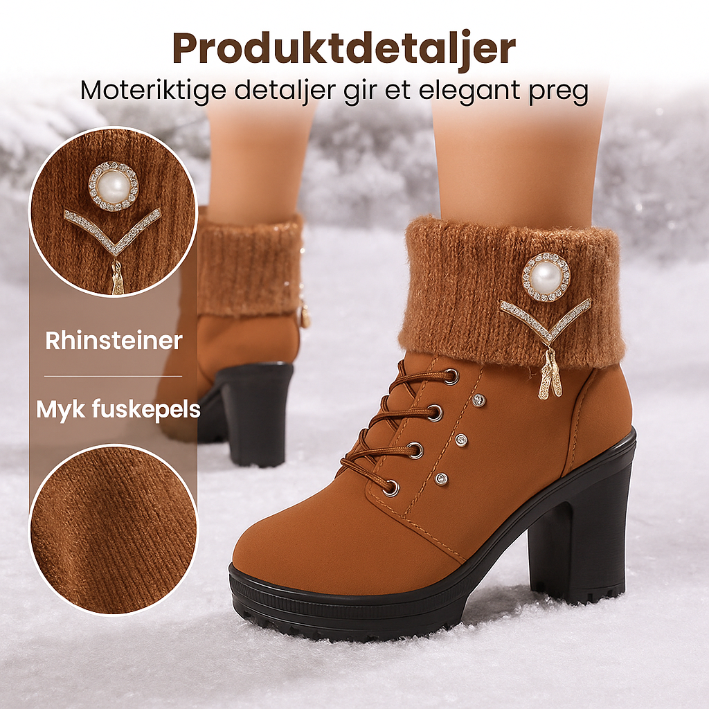 Nirvald™ - Tykk, varm dame sko med høy hæl