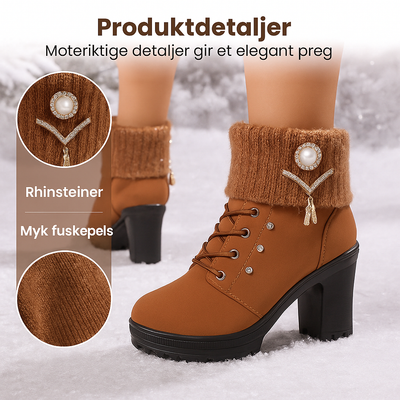 Nirvald™ - Tykk, varm dame sko med høy hæl