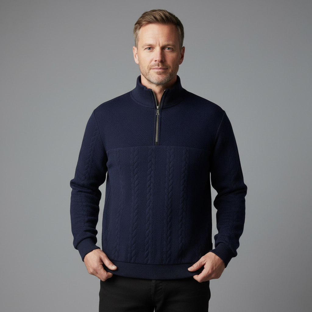 Nirvald™ – Strikket Half-Zip med Ståkrage