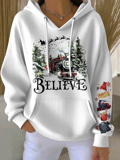 90-talls retro julefilm trykt hettegenser for kvinner