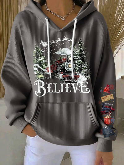 90-talls retro julefilm trykt hettegenser for kvinner