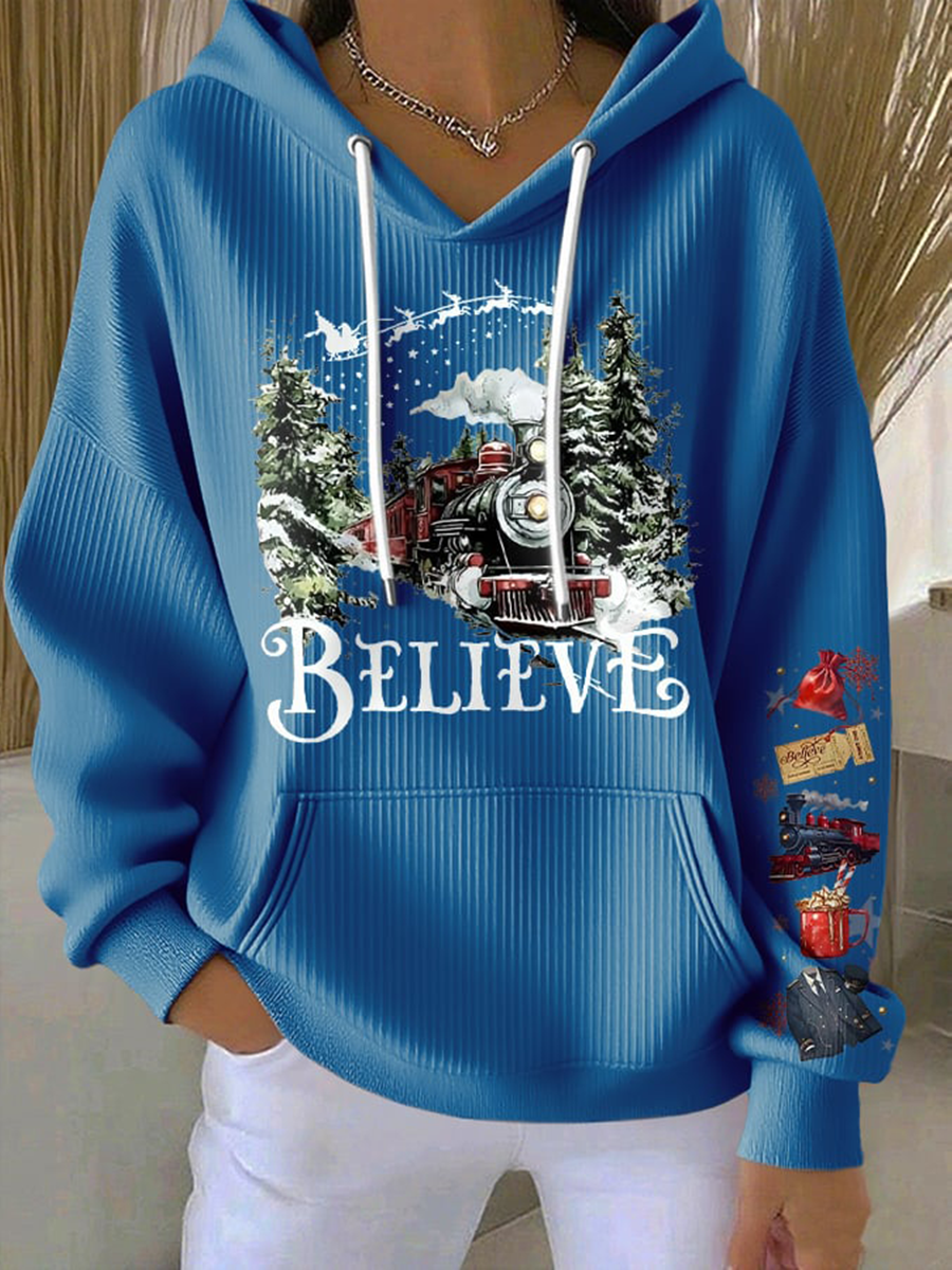 90-talls retro julefilm trykt hettegenser for kvinner