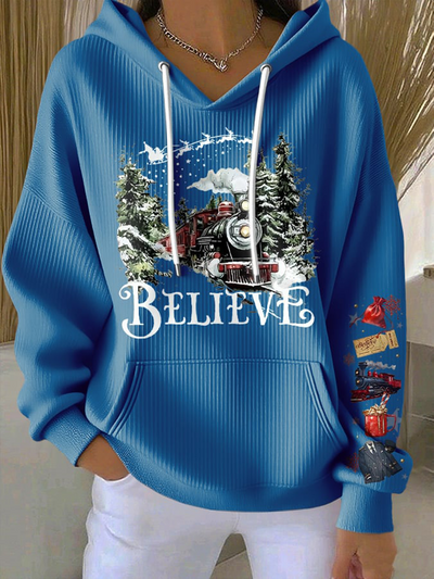 90-talls retro julefilm trykt hettegenser for kvinner